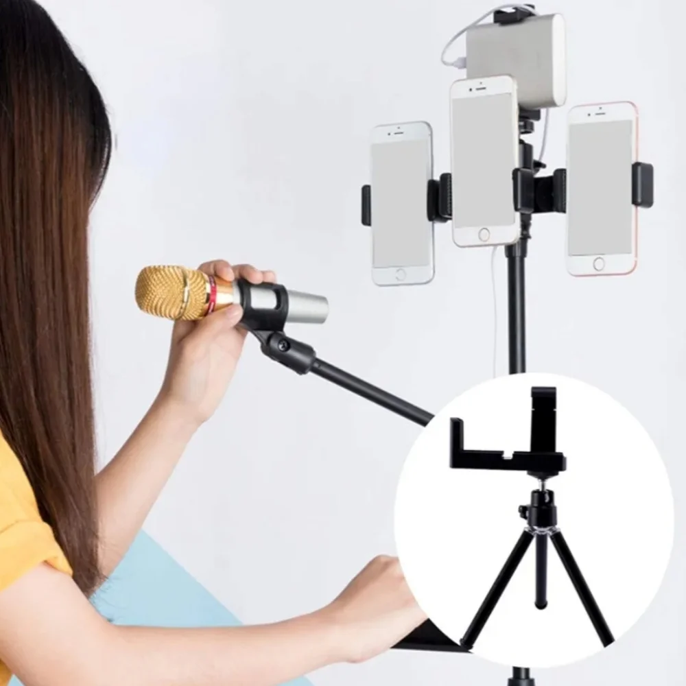 Phone Tripod Stand Camera Tripod 3 Position Compact Mobile Phone Holder for Live